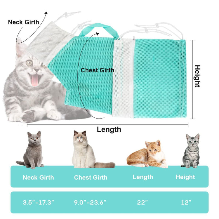 1 Pcs Cat Bathing Bag - Adjustable Cat Washing Net Anti-bite & Anti-Scratch Cat Shower Restraint Bag, Breathable Mesh Cat Grooming Bag for Bath, Nail Trimming & Injection | Secure Restraint for Safer Grooming and Bathing, Reducing Stress and Helping Preve
