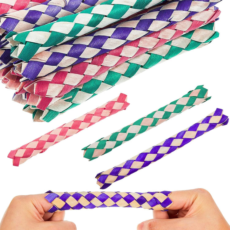 24 Pieces Chinese Finger Trap Bamboo Finger Traps PET Bird Chew Toy Birds Foraging Chopper Toy for Kids Birthday Party Favors PiΓ±ata Fillers Goodie Bag Stuffers