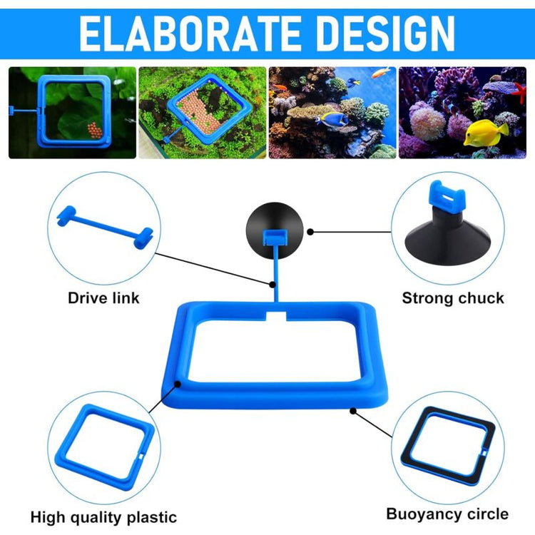 2 pcs Fish Feeding Rings Aquarium Feeder Food Feeding Ring For Guppy Betta Goldfish Blue
