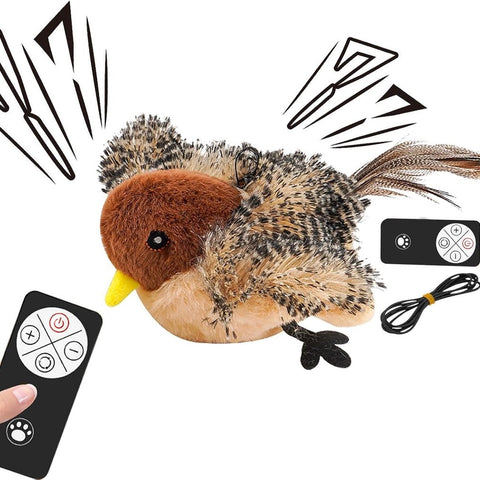 Cat Toys - Cat Toys with Catnip - Flappy Bird Cat Toy for Indoor Cats - Rechargeable - Electric Cat Toys - With Sound - Plush Sports Toy for Kittens - Pic