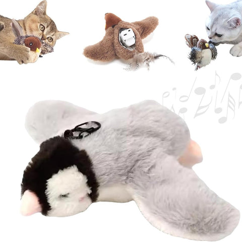 Cat Toys - Cat Toys with Catnip - Flappy Bird Cat Toy for Indoor Cats - Rechargeable - Electric Cat Toys - With Sound - Plush Sports Toy for Kittens - Gray Penguin