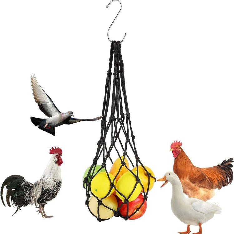 Hanging Feeding Net Bag (Nylon) Size: 570mm Color: Yellow for Parrots (2pc)