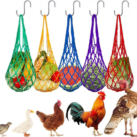 Hanging Feeding Net Bag (Nylon) Size: 570mm Color: Red for Parrots (2pc)