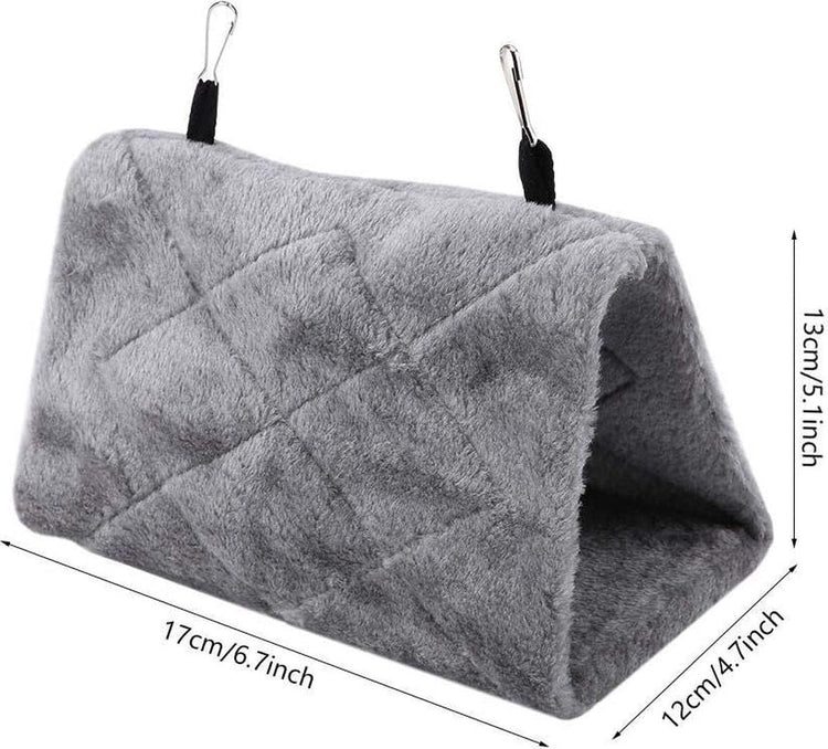 Pet Bird Hammock Plush Hanging Bed Black and Blue, Size M