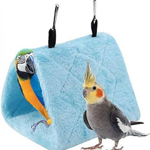 1 Piece Plush Parrot Hammock Winter Warm Hanging Bed Blue