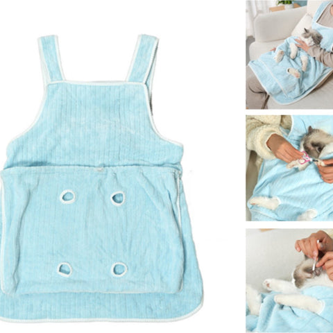 Cat Carrier Bag - Pocket Carrier Sling - Cat Carrying Apron - Carrier Bag for Cats - Portable Cat Bag for Holding Kittens - Pet Transport Apron with Holes - Adjustable Cat Carrier Bag - Blue - 1 Piece