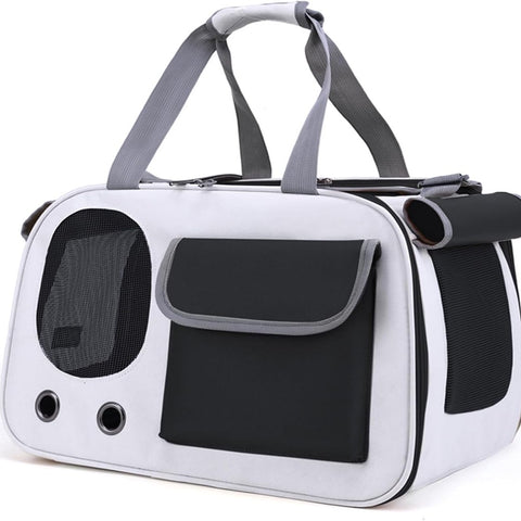 Cat and Dog Transport Bag - Travel Basket - Foldable Cat Transport Box - Cat Bag - Pet Carrier Bag with breathable holes and pockets - for medium-sized cats, small dogs - Dog Bag - 45 x 28 x 26 cm - Black