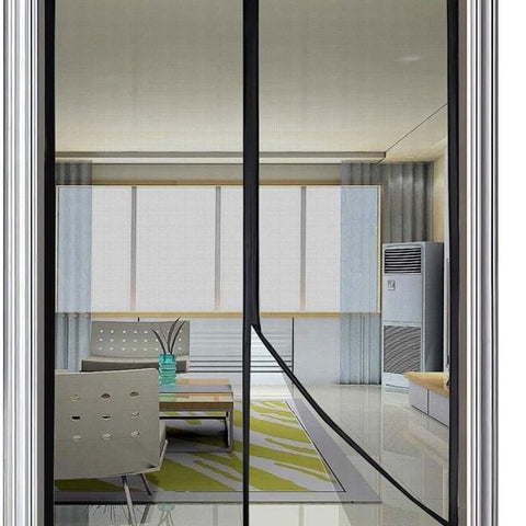 Magnetic insect screen for doors and windows - Insect screen - with tension straps - with magnetic curtain - Mosquito-repellent - for hallways, doors, windows, and patios - Easy to install - Black - 100 x 210 cm