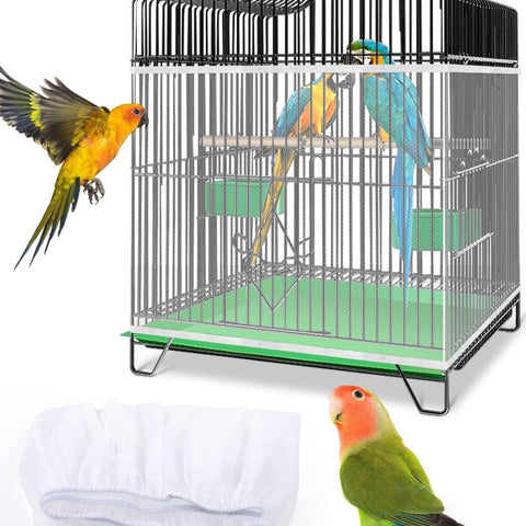 Birdcage Mesh Cover - Universal Birdcage Cover - Birdcage Splash Guard - Seed Catcher - Dust Cover for Birdcage - Birdcage Cover Skirt - Dustproof Mesh Cover - Dust Cover - Net - Birdcage Accessories - 40*150-220 cm - White