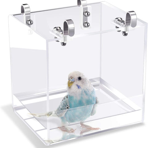 Bird bath - Fauna bath - Bird bath - Hanging bird bath/bowl/house - 13*11*13CM - Transparent - Bird cage bath - Bath bowls - For inseparable parakeets