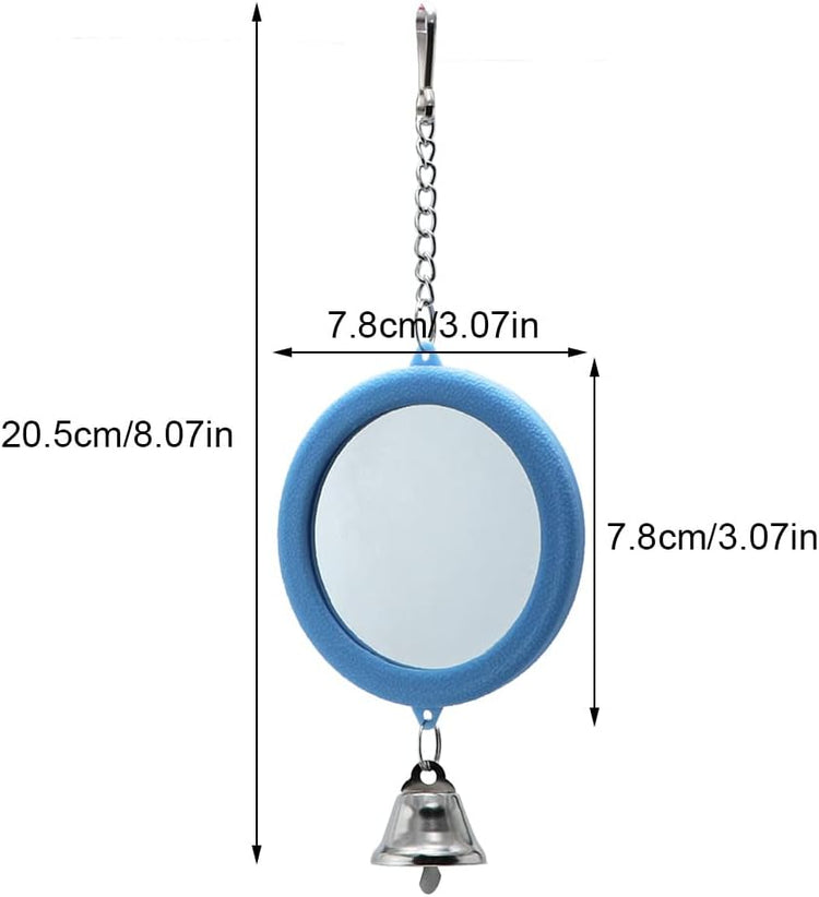 2-Piece Parrot Mirror Toy Hanging with Bells Pendant Bird Cage Accessories for Bird Parrot Budgie Parakeet Cockatiel Conure Lovebird Finch Canary Random Color ๏ผ 1pc Square +1pc Circle๏ผ โฆ
