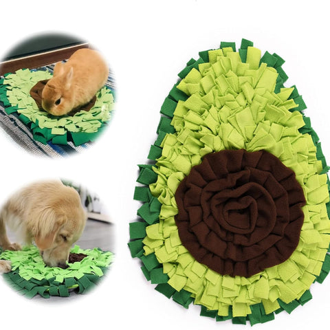 Snuffle Mat - Avocado Design with Foldable - For Dogs and Cats - Green Training Mat - Pet Activity