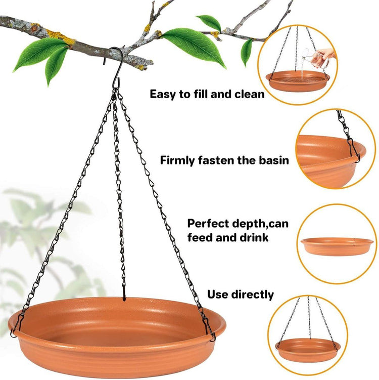 bird drinking bowl, outdoor bird baths, Hanging bird bath, 24CM, for Attracting and Watching Small Wild Birds from Your Window at Home