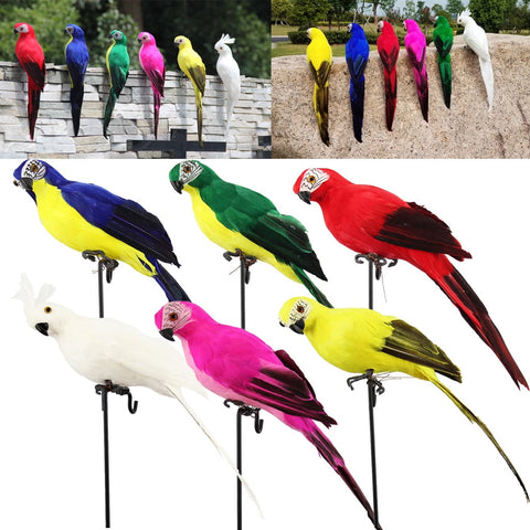 Fake Parrot, 10 x 0.4 Inch Realistic Artificial Birds Model, Fade Birds for Garden Patio Yard Lawns Tropical Tree Wall, Decorative Birds White