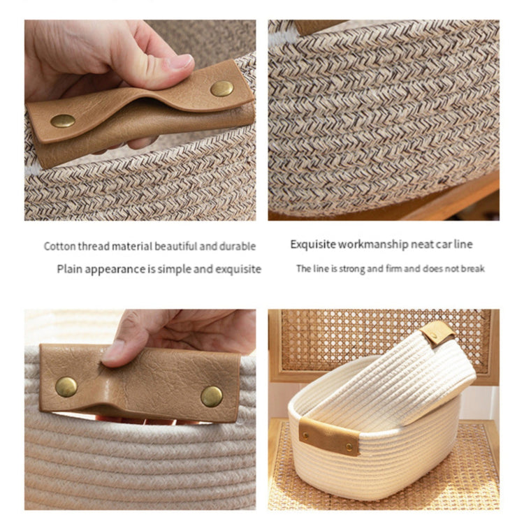 1 Piece Small Cat Ears Toy Organizer, Woven Cotton Rope Basket, Decorative Nursery Bins & Boxes Gift Basket Empty for Pet, Coffee, 28 x 22 x 11 cm