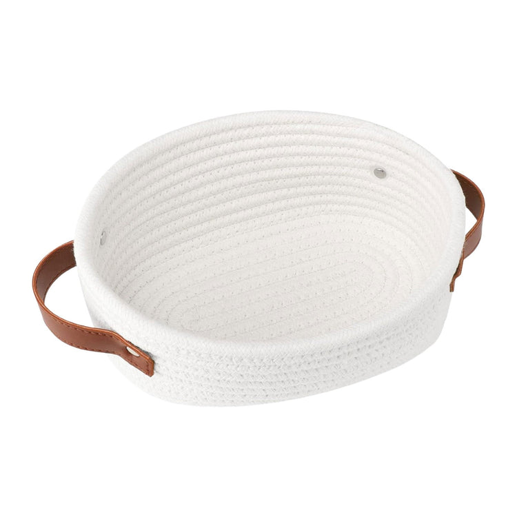 1 Piece Small Cat Ears Toy Organizer, Woven Cotton Rope Basket, Decorative Nursery Bins & Boxes Gift Basket Empty for Pet Toy, White, 28 x 22 x 11 cm