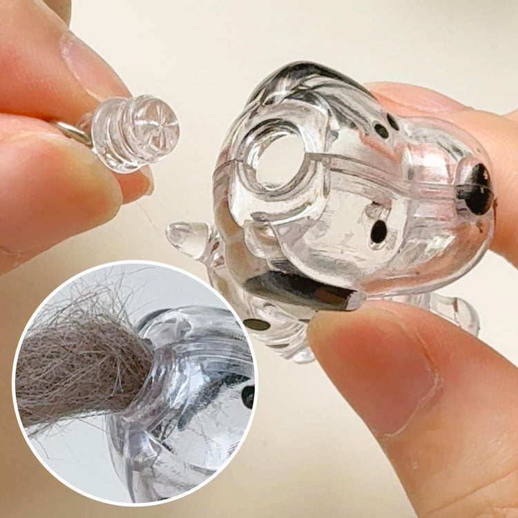 1 Piece Pet Hair Keepsake Keyring with Clear Memory Capsule, DIY Memorial Pendant for Fur, Ashes or Mementos, White Spotted Dog Design