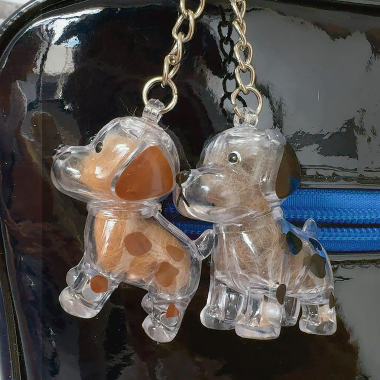 1 Piece Pet Hair Keepsake Keyring with Clear Memory Capsule, DIY Memorial Pendant for Fur, Ashes or Mementos, Brown Floppy-Eared Dog Design