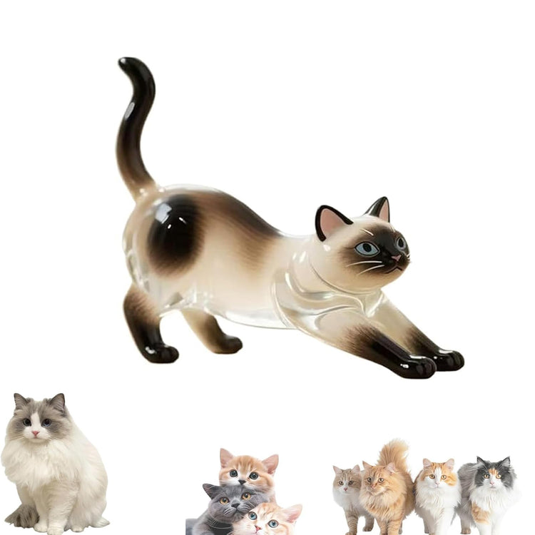 1 Piece Pet Hair Keepsake Keyring with Clear Memory Capsule, DIY Memorial Pendant for Fur, Ashes or Mementos, Siamese Cat Design