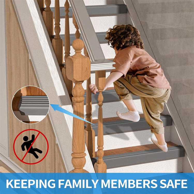 Vinyl Rubber Stair Nosing,Stair Edge Trim,Corner Guard,3 ft Self Adhesive Nose Molding Non-Slip Rubber Edge Protector Steps Trim Rubber Strips for Indoor & Outdoor Staircase Step Uses (Black) Gray