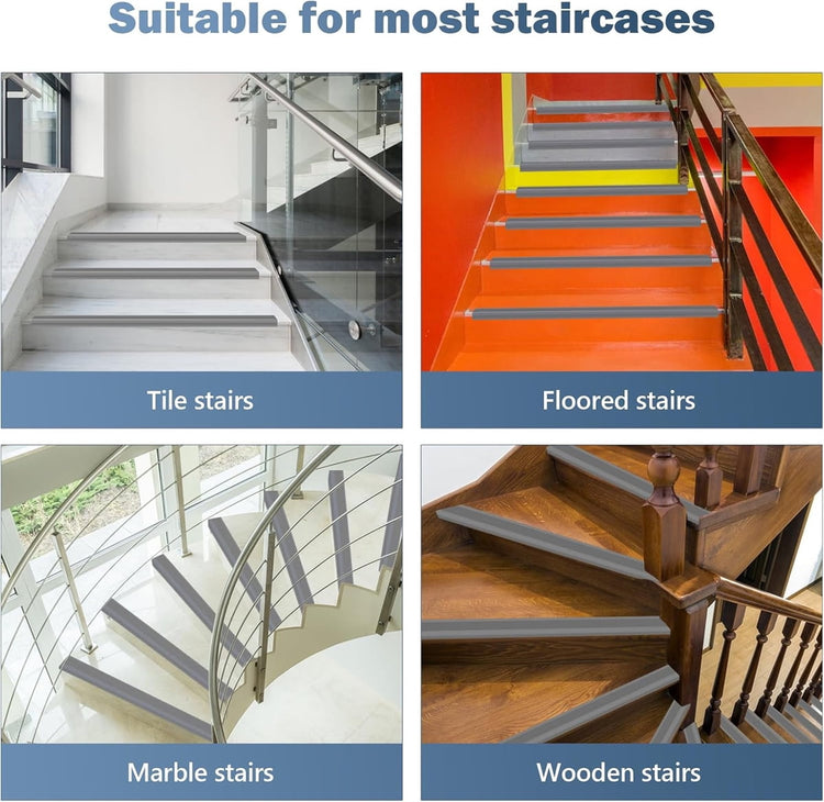 Vinyl Rubber Stair Nosing,Stair Edge Trim,Corner Guard,3 ft Self Adhesive Nose Molding Non-Slip Rubber Edge Protector Steps Trim Rubber Strips for Indoor & Outdoor Staircase Step Uses (Black) Gray