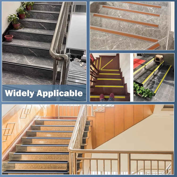 Vinyl Rubber Stair Nosing,Stair Edge Trim,Corner Guard,3 ft Self Adhesive Nose Molding Non-Slip Rubber Edge Protector Steps Trim Rubber Strips for Indoor & Outdoor Staircase Step Uses (Black) Gray