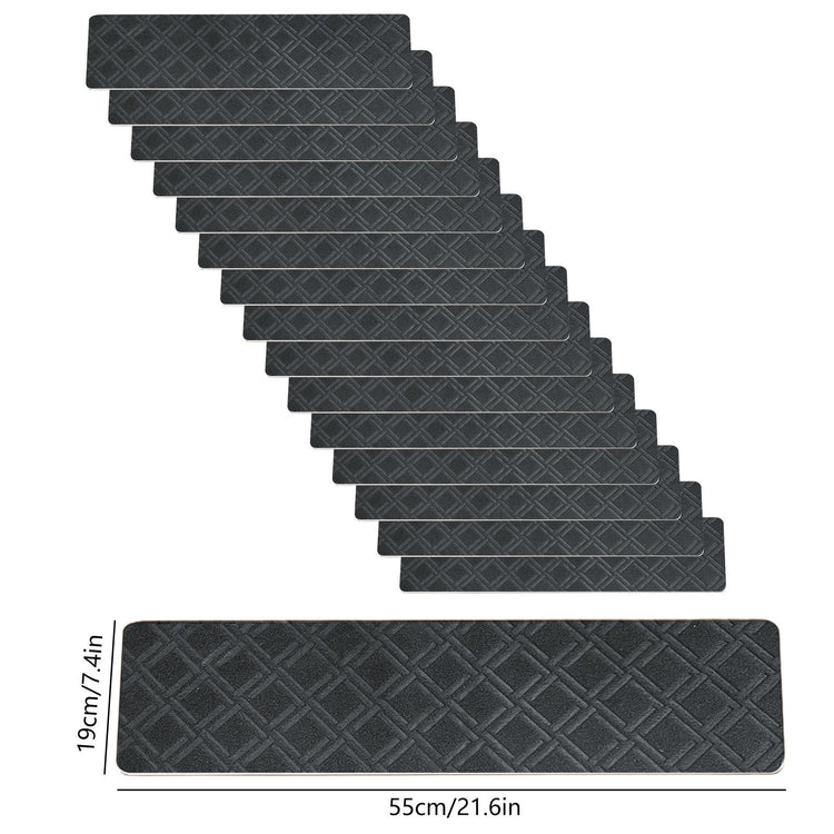 4-Piece Non-Slip Stair Treads, Self-Adhesive Striped Carpet Mats, Absorbent & Quiet Step Pads, Can Be Cut to Fit, Washable for Indoor Staircase Safety\u200b\u200b Gray 3