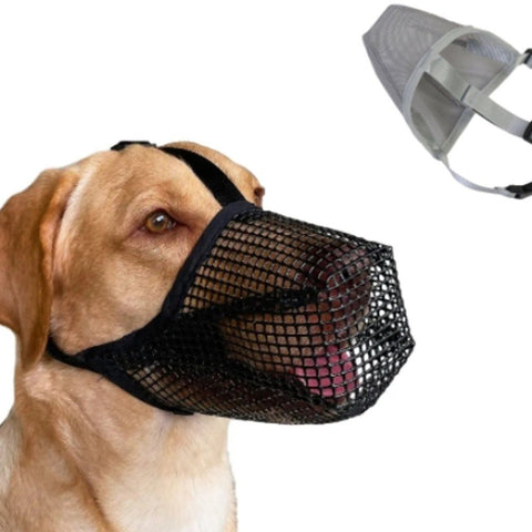 Dog Muzzle Soft Breathable Mesh With Adjustable Straps, Full Cover Anti Biting Barking For Small Medium Large Dogs, Black Gray XL