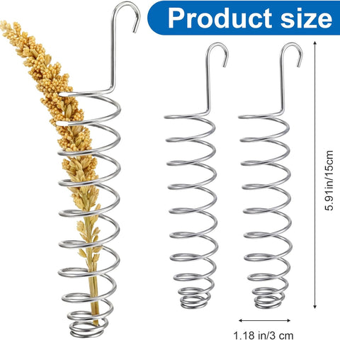 2 Pack Millet Spray Holder for Parrots, Parakeet Treat Sticks Feeder, Natural Millet Treats Stiks Bars for Birds, Includes Cuttlebone and Calcium Block for Healthy Chewing and Play, Silver