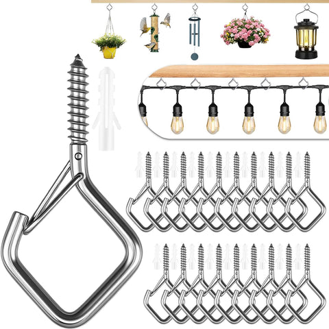 20 Pcs 304 Stainless Steel Eye Screw Hooks for Hanging Heavy Duty.Windproof Ceiling Hooks for Hanging Plants,Cup,Wind Chime,Bird Feeders,Christmas String Lights at Indoor&Outdoor 2.2 Inch