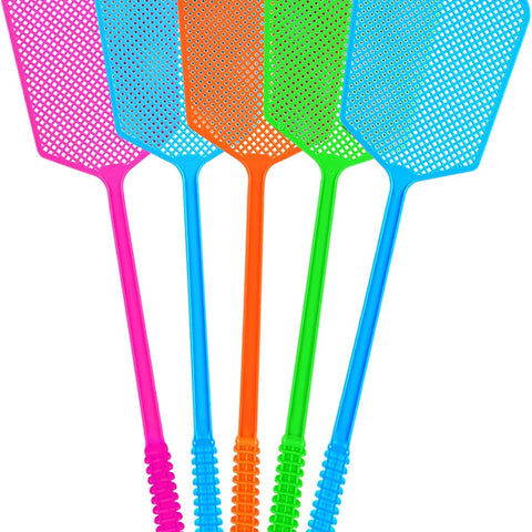 Fly Swatter,5 Pack Plastic Heavy Duty Manual Fly Killer, Long Handle Flyswatter, Large Bug Swatters That Work for Indoor and Outdoor