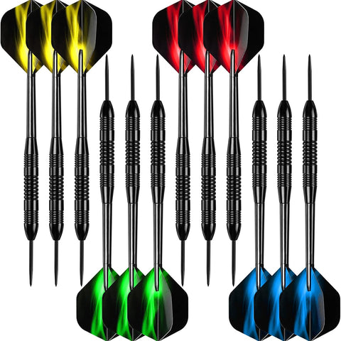 Darts Metal Tip Set, 12 Pack Steel Tip Darts Darts Set 24Grams Professional Metal Darts