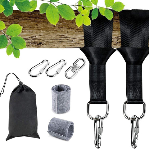 Tree Swing Straps Hanging Kit Holds 2200 lbs, 5FT Swing Straps 2 Pack Tree Protector Mats with 2 Safety Heavy Duty Carabiner & 1 Stainless Steel Swivel, Carry Bag Included, Perfect for Hammocks & Most Swing Seats