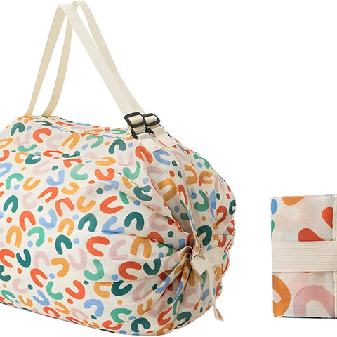 Reusable Shopping Bag, Portable Foldable Nylon Grocery Bag with Zipper, Large Capacity Luggage Bags for traveling, Camping, Picnics, and Fitness