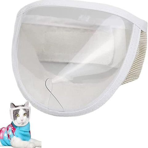 Cat Face Guard - Transparent Cat Grooming Muzzle with A Blowhole - Cotton Pet Mouth Cover Protective Cover Adjustable for Nail Trimming Bathing Grooming Cat Muzzle for Grooming (S)