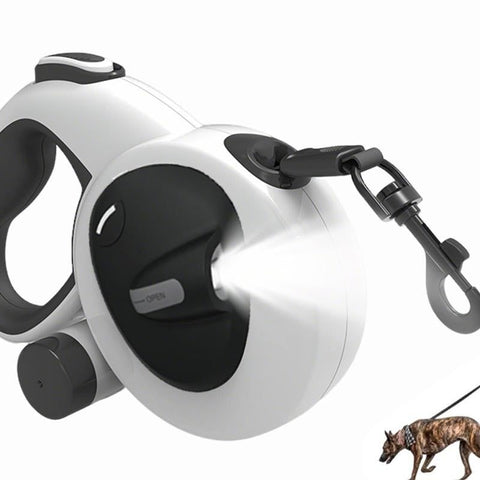 5m Auto Retractable Dog Leash with LED Light Pet Walking Lead for Small Medium Large Dogs - L