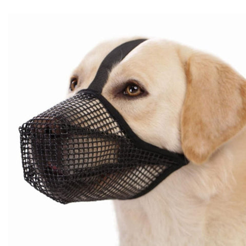 Dog Muzzle with Adjustable Straps, Breathable Soft Mesh Muzzle for Medium Large Dogs for Walking - Black L