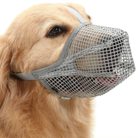 Dog Muzzle with Adjustable Straps, Breathable Soft Mesh Muzzle for Medium Large Dogs for Walking - Gray L