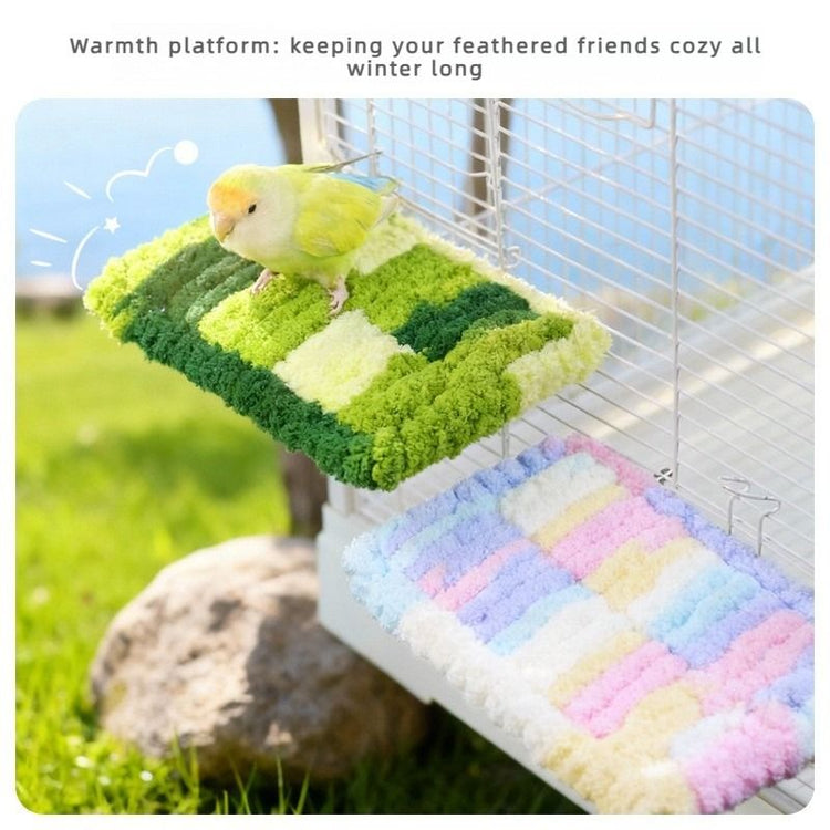 Thick Fleece Warm Heated Bird Perch Stand Winter Foot Warmer Toy for Parakeets Lovebirds GREEN