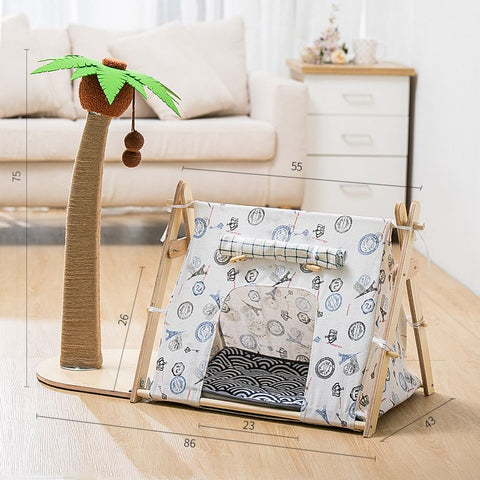 Lailey Cat Coconut Tree Climbing Frame Sisal Post Coconut Tree Tent Nest-Small Tower