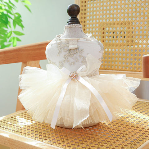 PETCIRCLE Pet Dog Cat Polyester Gauze Skirt Dress Starlight Wedding Dress M-about 3.50 kg-4.00 kg