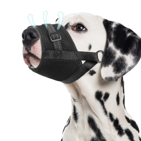 Soft Breathable Mesh Dog Muzzle for Small Medium Large Dogs, Adjustable Anti-Biting Barking Chewing Muzzle for Walking, Training, and Grooming (S, Black)