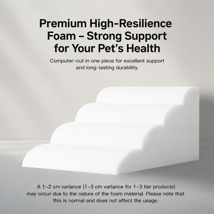 Orthopedic Foam Pet Stairs with Washable Cover – Safe 2, 3, & 4 Tier Dog Ramp for Bed & Couch Access, Gentle Slope for Puppies, Small Breeds, and Senior Pets Needing Joint Relief (Beige, 3Tier)