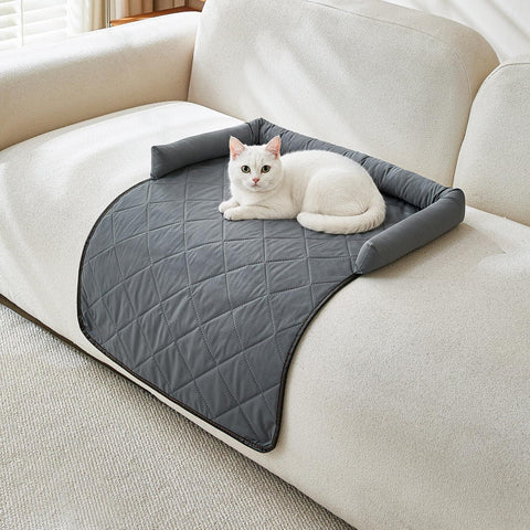 Cooling Pet Mat with Bolster Side Support – Scratch-Resistant, Self-Cooling, Non-Slip Base for Cats & Small to Medium Dogs, Perfect for Sofa, Floor, Car, or Outdoor Use (S, Grey)