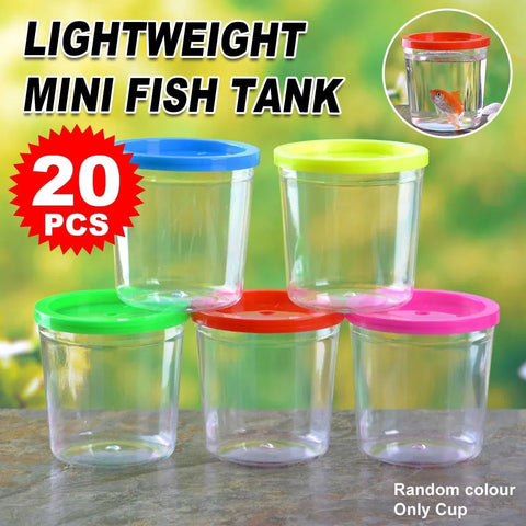 20pcs Mini Betta Fish Cup with Lid Portable Small Plastic Jellyfish Tank Cup