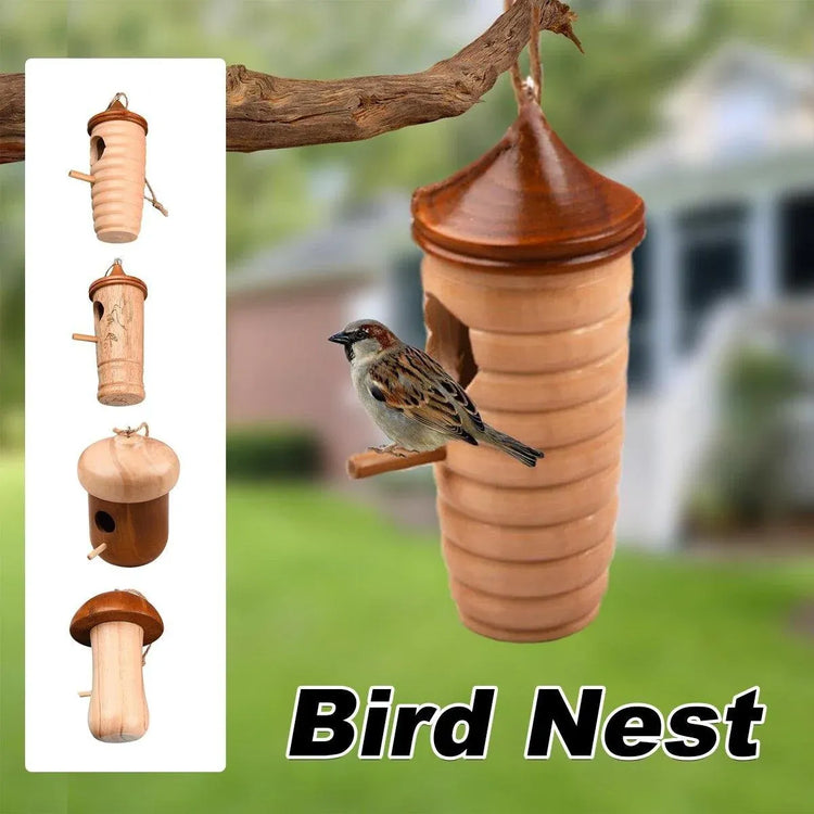 Wooden Bird Nest Cage Hummingbird Feeder House Hanging Home Garden Decorations - 2
