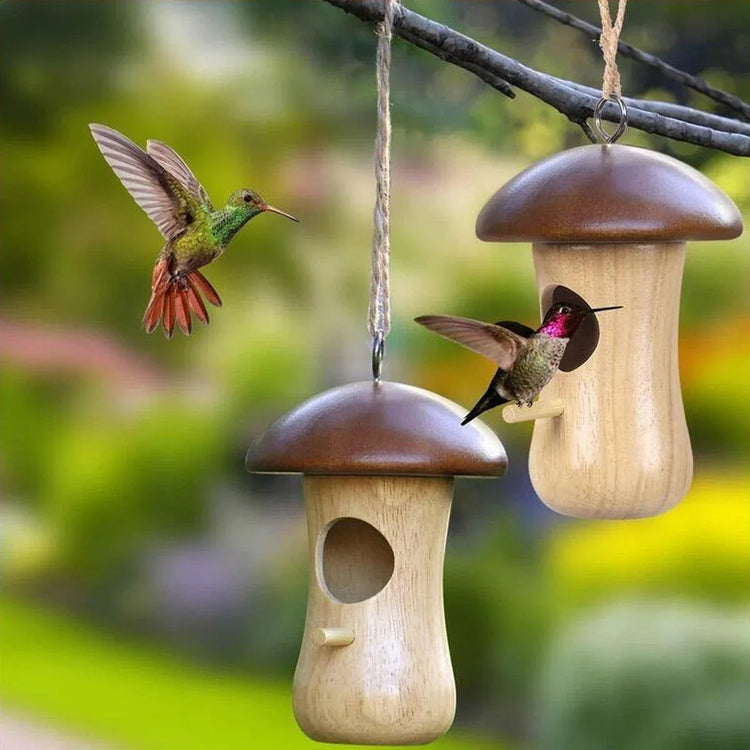 Wooden Bird Nest Cage Hummingbird Feeder House Hanging Home Garden Decorations - 4