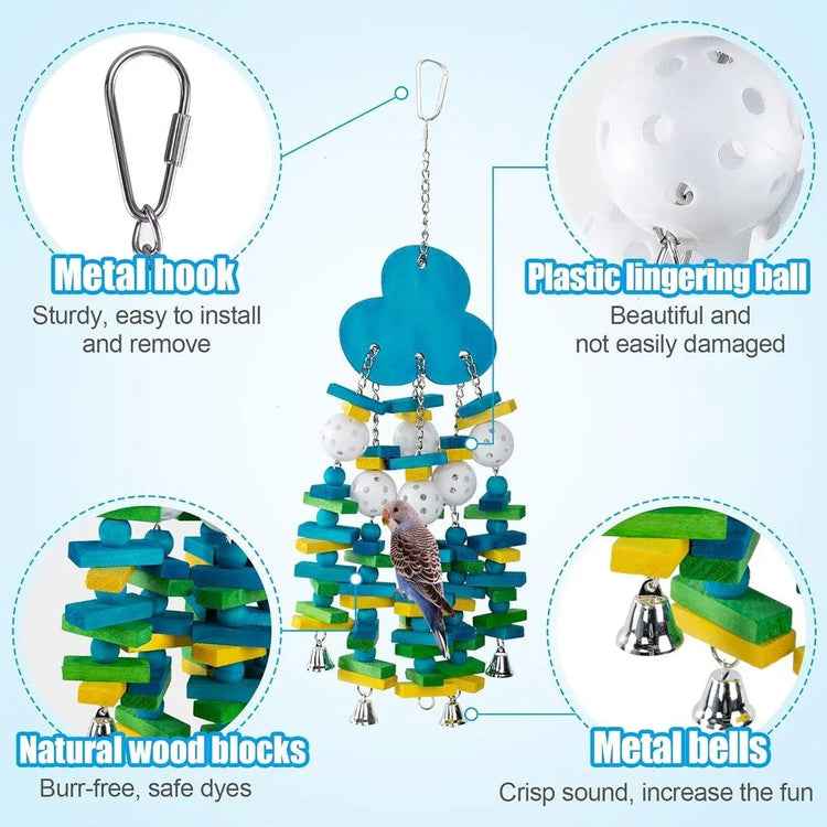 Wooden Parrot Chew Toy Bird Toys for Large and Small Birds Natural Pet Chew Toy - Apple