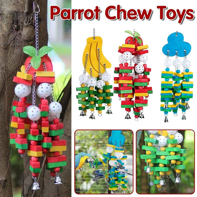 Wooden Parrot Chew Toy Bird Toys for Large and Small Birds Natural Pet Chew Toy - Apple