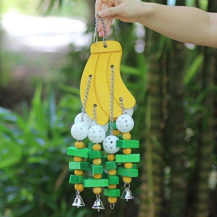 Wooden Parrot Chew Toy Bird Toys for Large and Small Birds Natural Pet Chew Toy - Banana